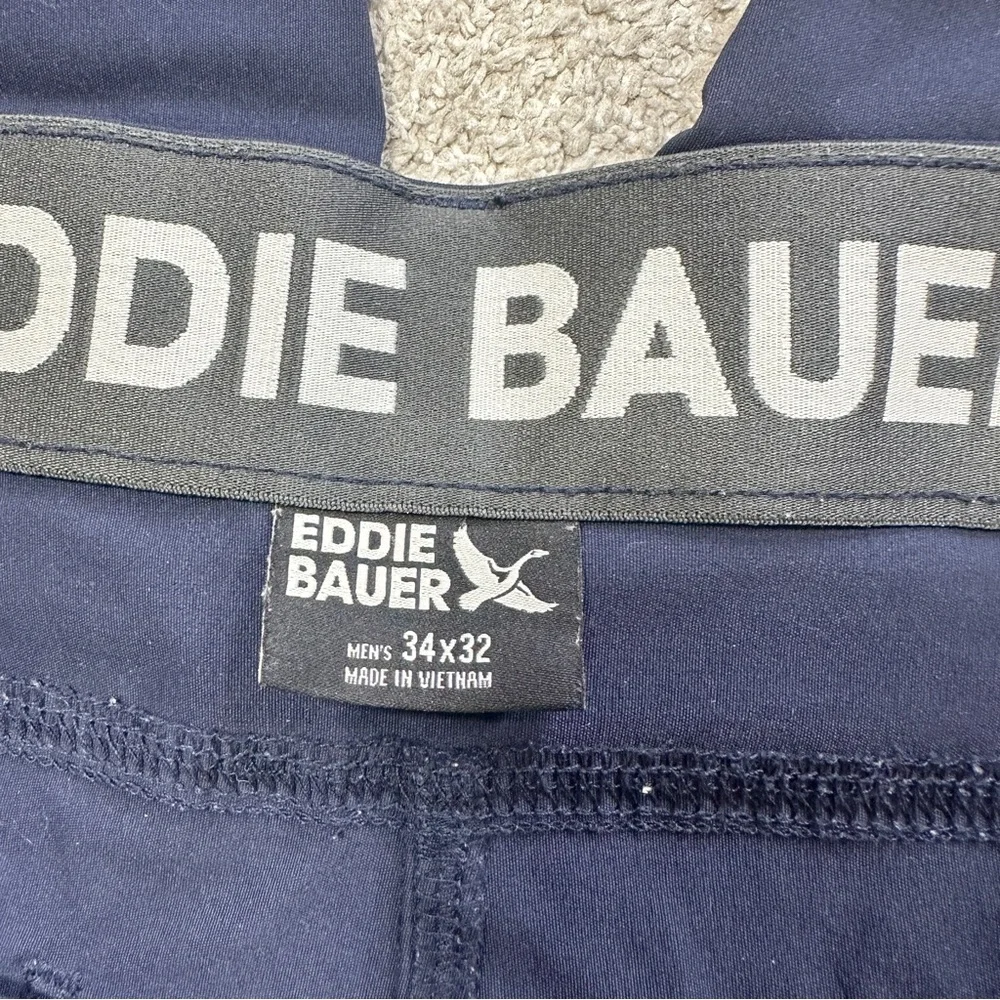 Eddie Bauer Men’s Rainier Pants Elastic Waistband Slim-Fit Hiking in Navy 34X32